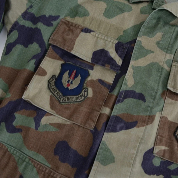 Authentic U.S. Air Forces in Europe Green Black Brown Camo Button Up Jacket - Picture 8 of 13